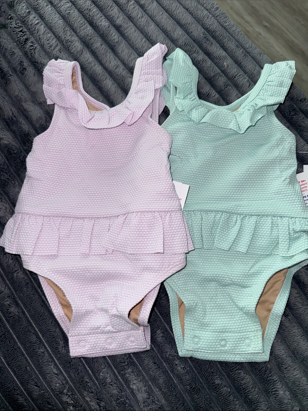 Baby Girls' Ruffled One-Piece Swimsuit - Pink and Mint| set of 2
